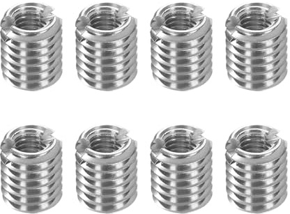 sourcing map Lot de 8 inserts filetés en acier inoxydable M5 x 0,8 mâle vers M3 x 0,5 femelle - Adaptateurs de filetage de 6 mm de long - Vis de réparation pour bois dur et tendre