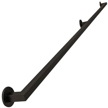 Pasamanos de Escalera para Interiores, barandilla de Escalera de Hierro Forjado Negro, pasamanos de Escalera de Acero Industrial para Montaje en Pared, balaustre para escalones (Negro, 5,8 m)