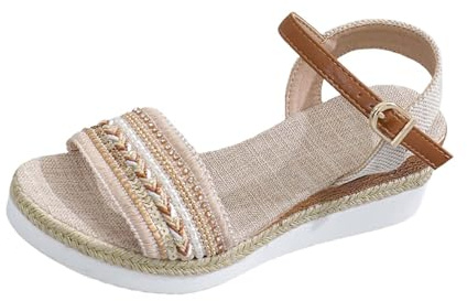 Women's Sandals Summer Espadrilles Elegant Platform Peeptoe Summer Shoes Lightweight Wedges Women's Shoes Open Toe Sandals Wedge Sandals Non-Slip Beach Shoes Soft Casual Shoes