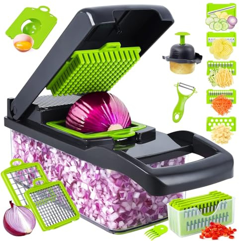 Vegetable Chopper, 16 in 1 Vegetables Chopper Vegetable Cutter Slicer, Multifunction Fruit Veggie Onion Potato Salad Food Choppers Manual, Kitchen Tools and Gadgets, Easy to Clean