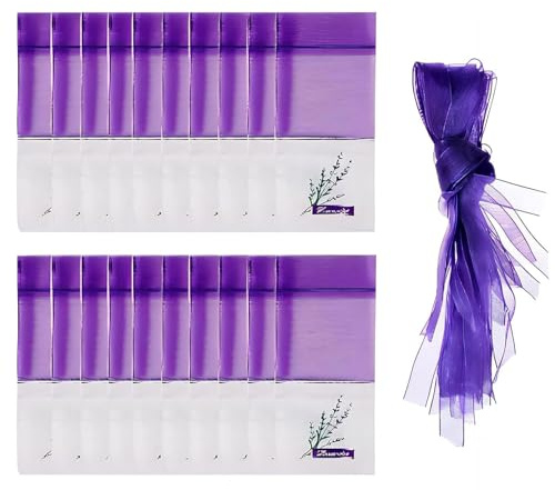 20 Stück Lavendelbeutel, leere Beutel, getrocknete Lavendelblüten, Schrank-Lufterfrischer, Duftbeutel für Schubladen, Düfte, Kleiderschrank, Lufterfrischer, Küchendüfte