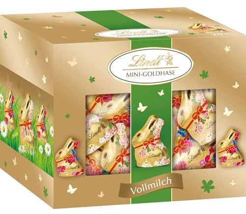 Lindt Mini Goldhasen Flower | 200g Köcher mit zartschmelzender Füllung | Premium Vollmilch-Goldhasen im Flower Design | Schokoladengeschenk zu Ostern | Geschenkidee zu Ostern