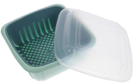 ELAYARD Canasta Escurridora Doble Capa de Plástico para Verduras y Frutas Montaje Pared Ligera y Duradera Multifuncional para Cocina con Almacenamiento Compacto Azul