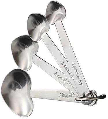 Zerodeko Cucharas Medidoras Acero Inoxidable Forma Corazón para Repostería Precisión Cocina Medidas Líquidas y Secas Utensilios Duraderos
