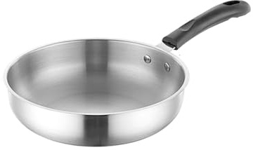 LIZHAYG Stainless Steel Frying Pan Stainless Steel NonStick Frying Pan Wok Uncoated Home Thickened Cook Pot Gas Stove Induction Universal Saucepan Kitchen Cookware(24cm)