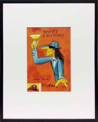 Kunstverlag Christoph Falk Happy Birthday-orange (Alurahmen) - Udo Lindenberg Bild