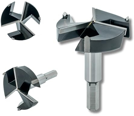35mm Forstner Drill Bit, Triple-Flute Carbide Tipped Forstner Bits Hole Cutter for Hard Wood, Woodworking Hinge Cutter Hinge Drill Bit (35mm)