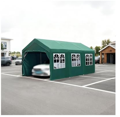 Abri De Voiture Extérieur avec Toile sur Les Quatre Côtés, Résistant Aux Intempéries Et Conçu pour Les Tracteurs, Camions, Camping-Cars Et SUV(9.8x19.7x6.5ft)