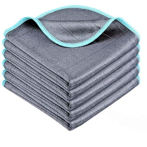 5 Chiffon Vitre sans Trace – Chiffon Magique Microfibre Carbone – Lingette Essuie Verre pour Voiture, Cuisine, Ménage – Réutilisable et Lavable – 30x30 cm