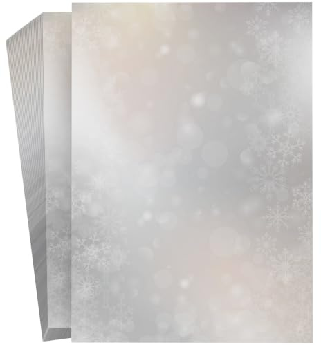 Weihnachtsbriefpapier | Tanzende Flocken | 20 Blatt weihnachtliches Motivpapier DIN A4 | Briefpapier