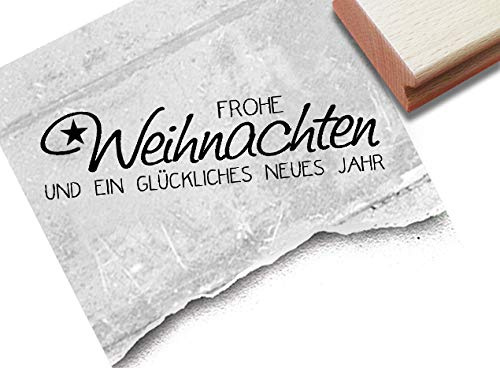 Stempel Weihnachtsstempel - Frohe Weihnachten und ein glückliches neues Jahr - Textstempel Karten Geschenkanhänger Deko Geschenk - zAcheR-fineT