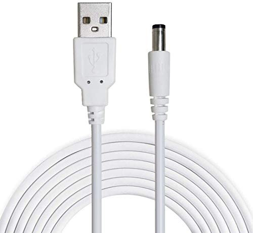Liwinting 1m/3.28Feet USB auf DC Stecker, 5V USB-zu-DC-Kabel, 5,5 mm x 2,1 mm-DC-Stecker-Buchse Konverter Power-Ladekabel, Anzug für 5,5 mm x 2,1 mm Laptops, Router, Tastatur usw. - Weiß