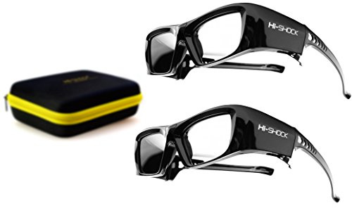 2 x Hi-Shock RF/BT Pro Black Diamond & Funda, gafas 3D activas compatibles con televisores 3D de Sony, Samsung - SSG-3570 CR/TDG-BT500A / AN3DG35 [120 Hz | Bluetooth | batería]