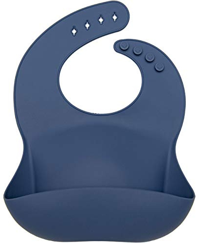 Loulou Lollipop Bavaglino in silicone regolabile per bambino, facile da pulire, indaco vintage