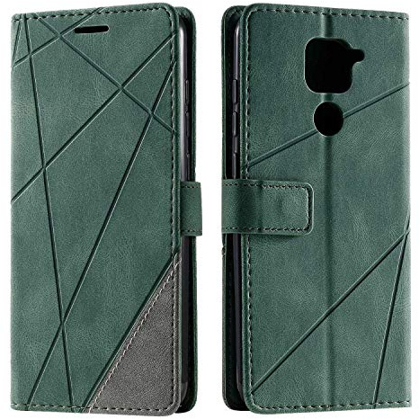 SONWO Case for Xiaomi Redmi Note 9 Case, Premium Leather Flip Wallet Case Magnetic Closure Card Slots Kickstand Phone Case for Xiaomi Redmi Note 9, Green