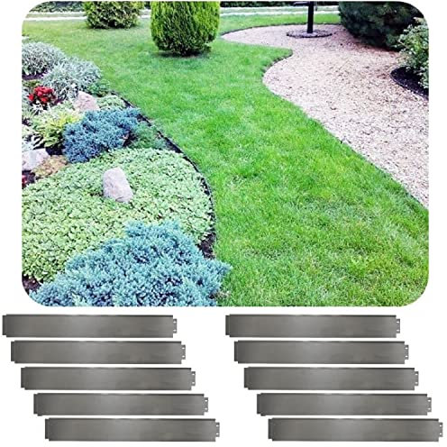 Set di 10 Bordure per aiuole in metallo alu/zinco alto 14cm, lungo 10m galvanizzato | Bordura giardino | Bordatura per prato | Bordo in metallo flessibile | Bordatura da giardino