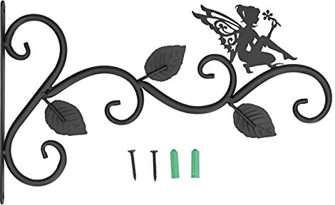 Crochets de Suspension Muraux en Fer, Support Crochet Plante Suspendues, Suspension Mural Crochet Plante avec Vis, Supports de Panier Suspendu Pour Extérieur, Jardin, Paniers Suspendus (Fleur fée)