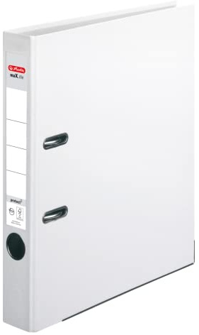 Herlitz Ordner maX.file protect A4 8cm PP-Kunststoffbezug/Papier hellgr.besch. (weiß, 5cm | 5er Pack)