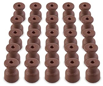 Amarcords - Fermacavo con viti e tasselli. 25 isolatori vintage in porcellana colorati per installazioni di cavi treccia a parete colore CORTEN