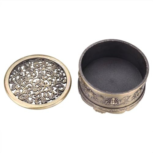Quemador de Incienso Vintage, Soporte para Quemador de Incienso de aleación pequeña, decoración del hogar de Metal de carbón para el hogar, la casa de té, la Oficina(M-Oro)