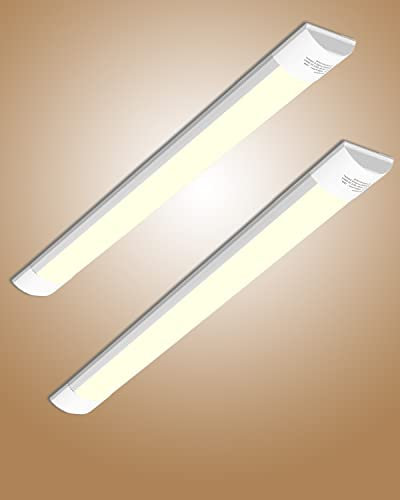 Bellanny Lot de 2 Réglettes LED Étanches 60CM, Plafonnier Extérieur 20W 2400LM Blanc Chaud 3000K, Tube Néon Aluminium et PC pour Bureau, Entrepôt, Garage, Sous-sol, Atelier