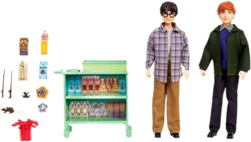 Mattel Harry Potter-leksaker, Harry & Ron på Hogwarts-expressen, dockor med tillbehör, Harry Potter-dockor på 30,5cm HND79