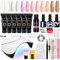 Phoenixy Poly Nagel Starter Set, 6 Farben Poly Nagelverlängerung Gel Set mit 36W UV/LED Nagellampe, Gel Nail Set Geschenk für Frauen