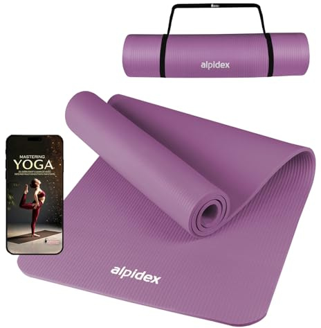 ALPIDEX Tapis de Yoga 183 x 60 x 0.8 cm Matelas Sport Gymnastique E-Book Antidérapant sans Phtalates Sangle Transport Pilâtes Gym Aérobic Stretching Entraînement, Pink