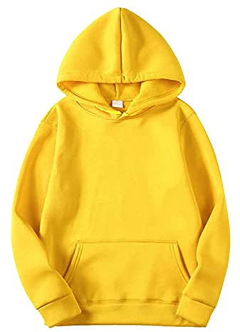 Genérico 2024 – Hombres y mujeres Blusas Camisa Otoño e Invierno Ocio Jersey con Capucha Color Sólido Suéter Suave Top Blusa Suéter Hombre V Cuello, amarillo, XXXL