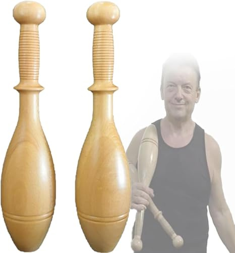 CBLdF Wood Indian Clubs Pair 2lb for Training Wooden Steel Club Heavy Duty, Indian Clubs for Strength Training and Rehabilitation Improves, Clubbell for Rehabilitation Improves-1.0kg/2.20lb