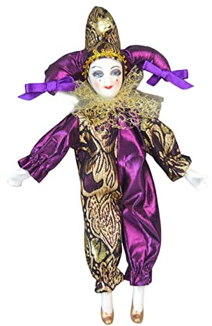 Harilla Bunte Harlekin-Puppe, Winkelmodell, Porzellan Triangel Puppe für Schreibtischdekoration - Einzigartiges Geschenk für den Desktop, Violett