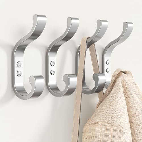 Ganchos plateados para colgar en la pared, ganchos de pared, ganchos de pared para colgar resistentes, ganchos de metal rústico, ganchos cromados para ropa, mochila, toalla, sombrero, llaves, ganchos