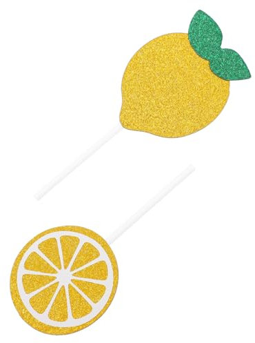 Cabilock Shiny Lemon Cupcake Toppers Pieces Set 2 Unique Styles Sturdy Card-stock for Birthday Parties