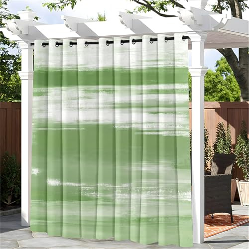 Hiseng Outdoor Vorhänge Wetterfest Wasserdicht mit Ösen, 1 Stück Bunte Graffiti Verdunkelungsvorhang Outdoorvorhänge Sichtschutz Sonnenschutz Vorhänge für Terrasse (132x274cm,Grün)