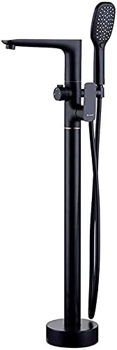 Robinet Robinets de baignoire au sol avec douche à main Robinets mélangeurs de baignoire sur pied en laiton exquis Robinet de remplissage de baignoire pivotant à 360 ° pour baignoire autoportante, 2 m