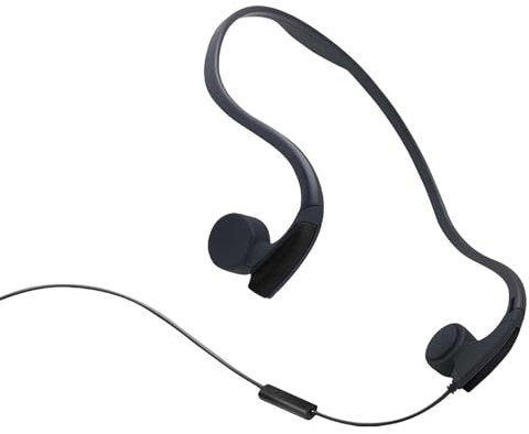 BaYuYPOO Auriculares con cable de conducción ósea con micrófono integrado con cancelación de ruido, conector de 3,5 mm, resistentes al sudor, para ciclismo, correr y otros deportes