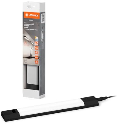 LEDVANCE Linear Edge Sensor Hochvolt-Unterbauleuchte mit IR Sensor, 30 cm, 4 W, 290 lm, 3000/4000/6500, warmweiß/kaltweiß/Tageslicht, CCT dimmbar, schwarzes Aluminium, IP20