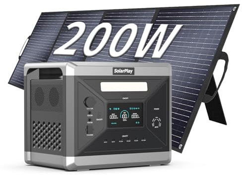Solarplay Q2501 Generatore Di Corrente Portatile 2160Wh LiFePO4, 2400W Uscita Continua con Pannello Solare da 200W, Ricarica Solare Rapida - Generatore Portatile per Campeggio, Emergenza e Backup Casa