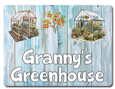 Allotment Metal Sign Gift – Granny's Greenhouse - Family Fun Home Garden Novelty Aluminium Present