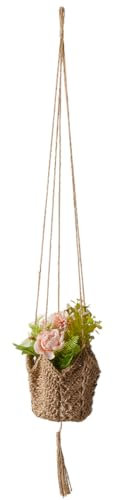 GORGECRAFT Macrame Plant Hanger 38.2 InchJute Rope Crochet Woven Pot Hanging Holder Decorative Flower Planter Tassels Long Basket Stand Fence with S Shaped Hook for Indoor Outdoor Wall Home Boho Decor