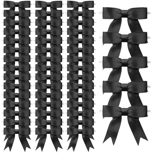 MORSUNBELA Schleifen Deko Geschenkschleifen Hochzeit Schleife Schwarz | 50 selbstklebende Geschenkschleifen,elegante Deko für Hochzeit,Weihnachten,Valentinstag,Karten und Geschenkverpackungen