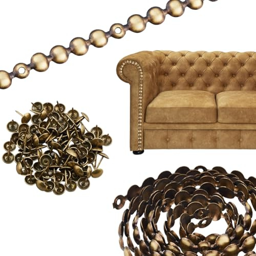 SUPERFINDINGS 10 Satz Polsternägel Insgesamt Zierstreifen D34mm Antik Bronze Möbelnägel Streifen Eisen Runder Kopf Polsterstift Für Sofa Stuhl Bett (11 Stifte/Satz)