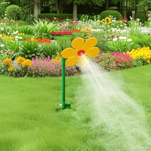 Crazy Dancing - Irrigatore a margherita con paletto, girevole a 360°, per prato e giardino, divertente spruzzatore d'acqua per bambini che giocano, irrigatori di fiori in plastica resistente per