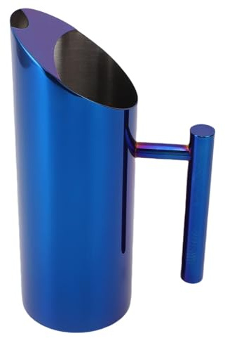 Riuulity Brocca D'acqua in Acciaio Inossidabile 1L con Design del Corpo Dritto, Beccuccio a Prova di Perdite, Ideale per Cocktail, tè a Fiori, Preparazione di Bevande di Birra Fredda (BLUE)