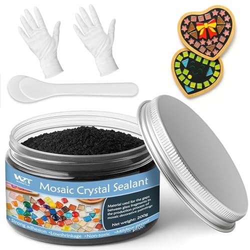 Malta per mosaico per artigianato, malta per piastrelle in cristallo ad asciugatura rapida, pronta all'uso, per arte del vetro fai da te, regali fatti a mano e kit di mosaici (400 g)