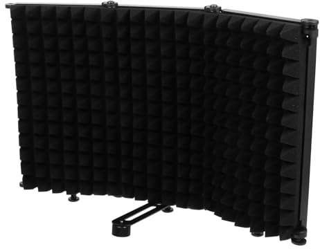 JOINPAYA Microphone Isolation Shield with Porous Sound Absorber Panel for Vocal Recording Noise Reduction Pop and Wind Protection Black for Studio and Home Use