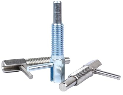 1 pièce M12 Goujon d'indexation à ressort télescopique de type auto-verrouillage en acier au carbone galvanisé/acier inoxydable à poignée en L, piston à bouton