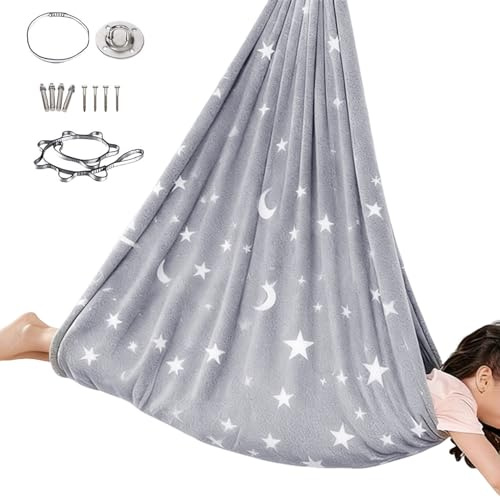 Fyrdyn Sensorik Schaukel Für Innen | Verstellbar Flanell Leuchtend - Innen Hängematte Sinnes Sitz | Für er Spiel Beruhigung Entspannung Interaktion Kinderzimmer Und Babyzimmer