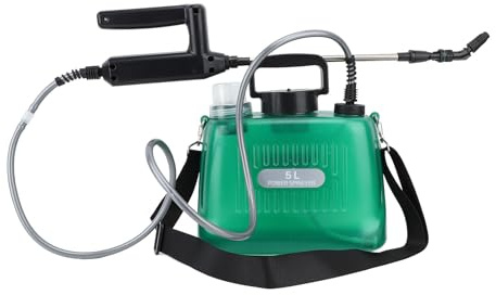 Generic Pulverizador Eléctrico, Pulverizador de Agua Automático Portátil a Batería de Gran Capacidad de 5L con 4 Boquillas, Ideal para Jardín, Lavado de Coches y Asesino (Green)