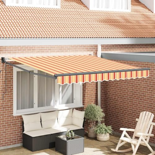 Tendone per terrazzo giallo e arancione, 350 x 250 cm, baldacchino da giardino pieghevole in poliestere, copertura pieghevole da giardino 350 x 250 cm con telaio 350 x 250 x 165